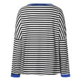 thumbnail image 3 of Womens Long Sleeve Tops Fashion Striped Color Block Crew Neck Pullover Tee Tops Casual Loose Fit Workout Going Out Tops, 3 of 4