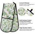 thumbnail image 2 of Yayeee Double Oven Mitt Kitchen Heat Resistant Baking 35" x7" Quilted Glove, Green Leafy Pattern, 2 of 6