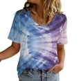 thumbnail image 5 of Short Sleeve Tops Women Plus Size Tie Dye T-Shirts Crewneck Loose Fit Casual Summer Base Graphic Tee Shirt (L, Purple #B), 5 of 9