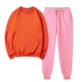 thumbnail image 2 of Women's Solid Round Neck Pullover Casual Sports Pants Sports Set, 2 of 5