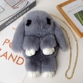 thumbnail image 1 of Bolso de peluche de conejo para mujer, bolsa de cadena con pompones de piel de conejo, paquete de teléfono móvil, pequeño hombro decorativo Fivean unisex, 1 of 2