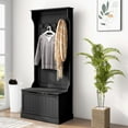 thumbnail image 2 of HOMCOM Hall Tree with Coat Rack, Storage and Sitting Bench, Black, 2 of 10