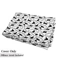 thumbnail image 5 of Cat Floor Pillow Lounger Cover, Cat Silhouette and Animal Tracks Pattern Paws Footprints Kitties Different Poses, Nap Mat Printed Fabric Case for 5 Pillows, 88" x 27", Black and White, by Ambesonne, 5 of 5