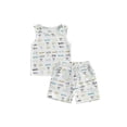 thumbnail image 1 of xiaxaixu Newborn Baby 2PCS Summer Outfits, Sleeveless Tree/Fish Print Tank Tops + Shorts Set, 1 of 8