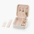 thumbnail image 2 of Travel Jewelry Case Small Jewelry Box Jewelry Organizer Storage Case Portable PU Leather Mini Jewelry Travel Case for Girls Womens Earring, Necklace, Rings, Bracelets (White), 2 of 7