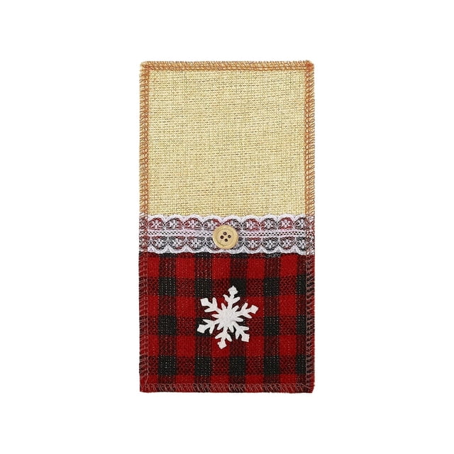 Christmas Knife and Fork Set Linen Cutlery Storage Bag Festive Holiday Table Decoration Restaurant Hotel Dinnerware Organizer with Snowflake Bow Patterns