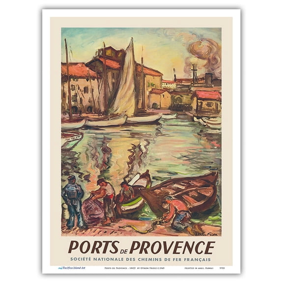 Ports de Provence - SNCF (French National Railway Company) - Vintage Railroad Travel Poster by Othon Friesz c.1949 - Master Art Print (Unframed) 9in x 12in