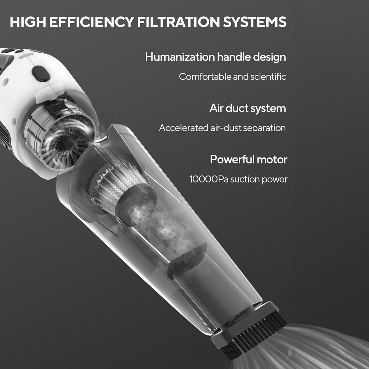 Cordless Vacuum Cleaner, 12000 Pa Powerful Stick Vacuum with Brushless Motor, LED Touch Display, 30 Mins Long Runtime, Self-Standing Lightweight Vacuum for Hard Floor Carpet Hair, Gray
