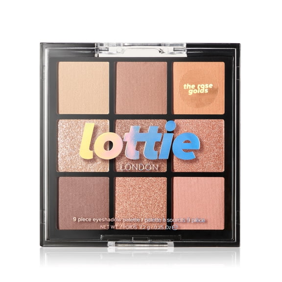 Lottie London Eyeshadow Palette The Rose Golds, 9 Pan Eyeshadow Palette, 0.25 oz