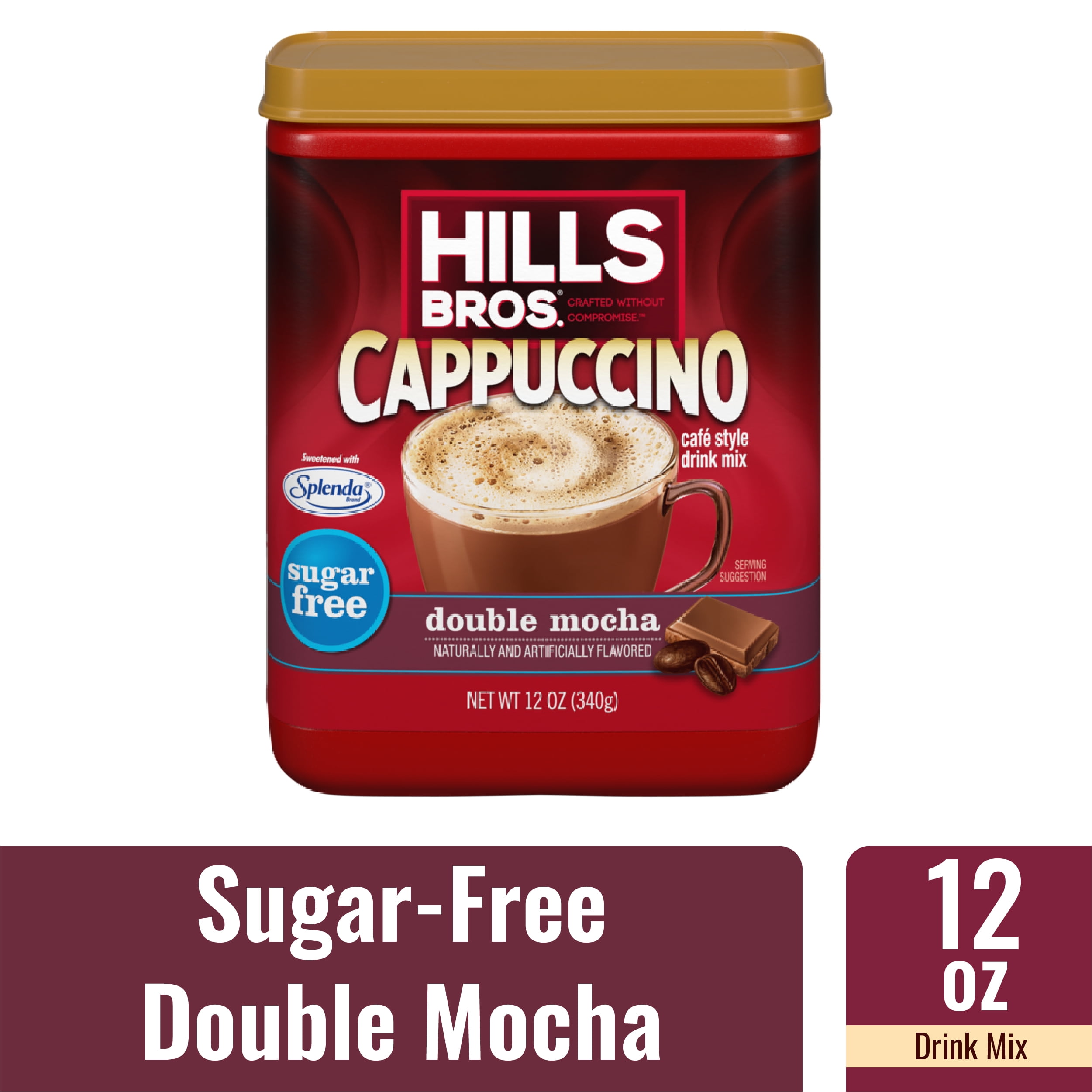 Hills Bros. Cappuccino Sugar-Free Double Mocha Medium Roast Instant Coffee, 12 Oz