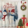 thumbnail image 5 of Shower Curtain 36"W x 72"L Vintage Snowman Christmas Winter Christmas Tree Fabric Shower Curtains Set with Hooks Water Repellent Bathroom Curtains Machine Washable Bathroom Accessories, 5 of 9