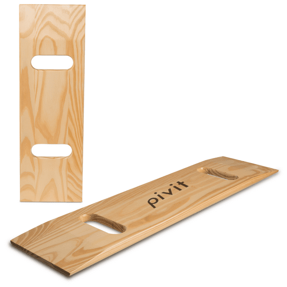 Pivit Wooden Patient Transfer Aid Sliding Board Two Cut Out Handles | 32"L x 10"W | Smooth Durable Southern Yellow Pine | Medical Slide Boards For Transfers To & From Bed Wheelchair Car Or Commode
