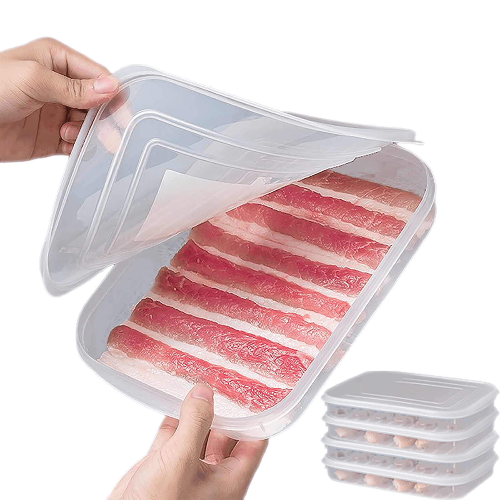 4 Pack-Bacon Keeper, Deli Meat Saver Cheese Cold Cuts Plastic Food Storage Containers with Lids for Refrigerators,Lunch Box Christmas Cookie Holder