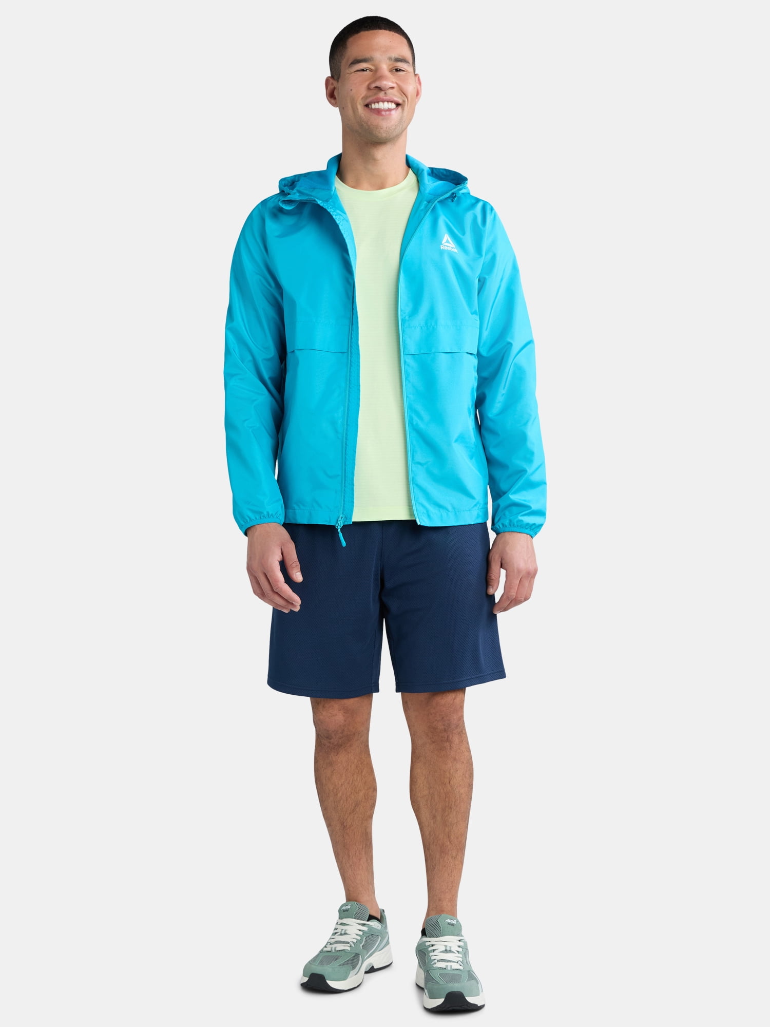 Reebok Men's Windbreaker Jacket with Hood, Full-Zip, Sizes S