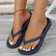 thumbnail image 4 of Rokment Women's Men's Thick Sole Flip Flops Non-Slip Cushioned Beach Pool Water Slide Sandals Comfortable Orthopedic Summer Thong Slippers Navy Size 7.5, 4 of 7