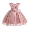 thumbnail image 2 of YWDJ Toddler Girls Net Yarn Mesh Bow Ruffles Birthday Party Gown Long Dresses Pink 9T, 2 of 9