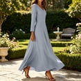 thumbnail image 5 of Women's Casual Maxi Dress Long Sleeve V Neck Dress Elegant A-Line Long Flowy Dress For Wedding Guest Cocktail Party Formal Gray XXXL, 5 of 6