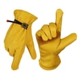 thumbnail image 1 of Par de guantes de trabajo de cuero para hombre, con abrazadera de bola y cinta adhesiva, hechos de fibra de cuero de vaca (amarillo （25 * 12 cm) oso de fresa Electrónica, 1 of 5