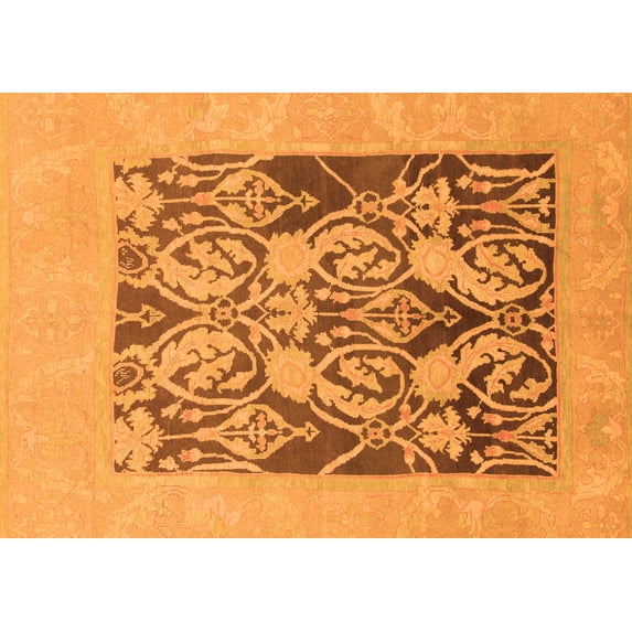Ahgly Company Indoor Rectangle Abstract Orange Modern Area Rugs, 7' x 9'