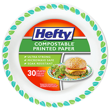 ( 2 Pack ) Hefty Plates, Compostable, 8 IN, 30 Count