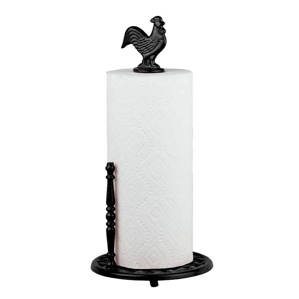 Home Basics Black Cast Iron Rooster Countertop Paper Towel Holder