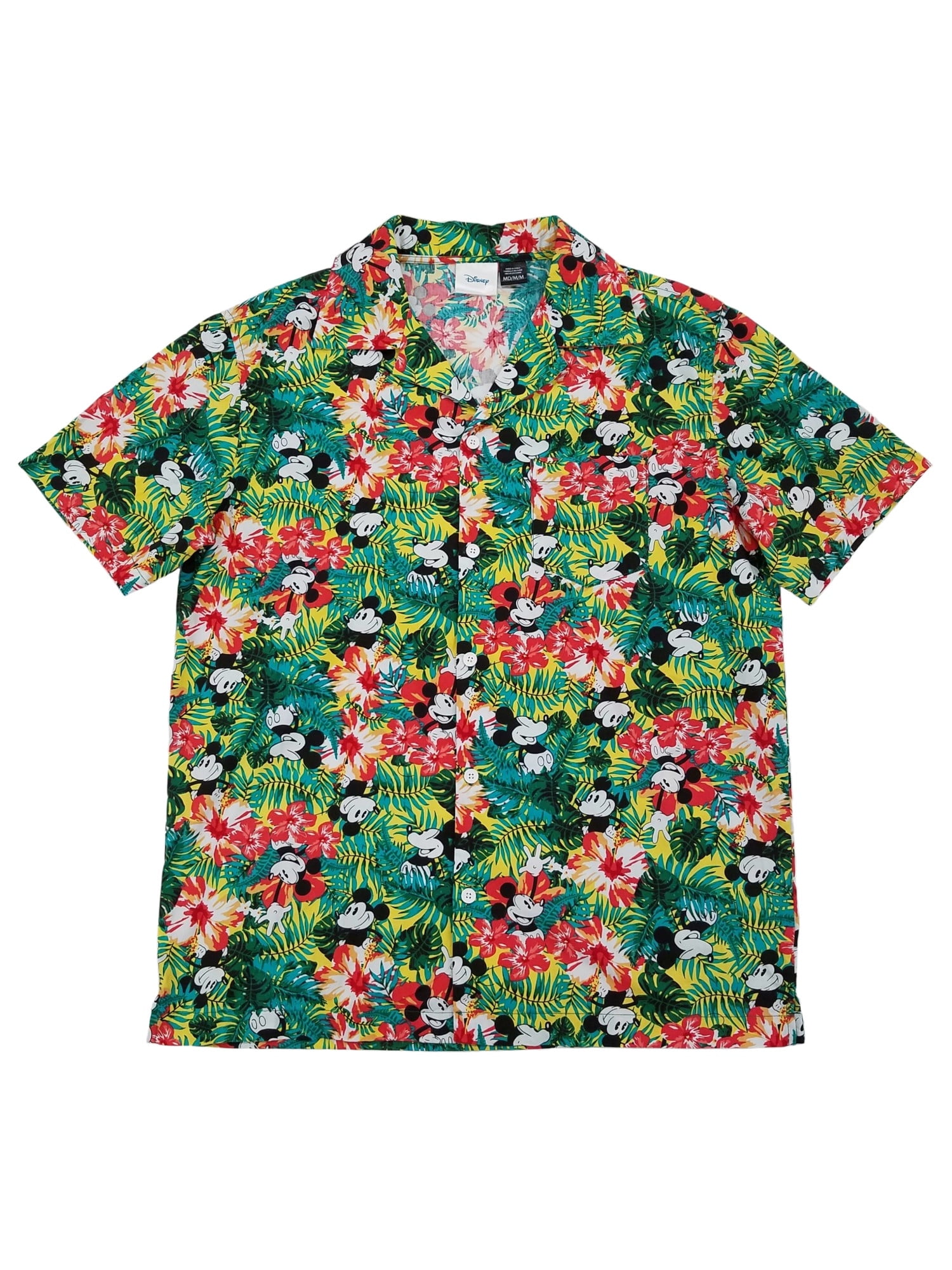Disney Mens Yellow Floral Mickey Mouse 