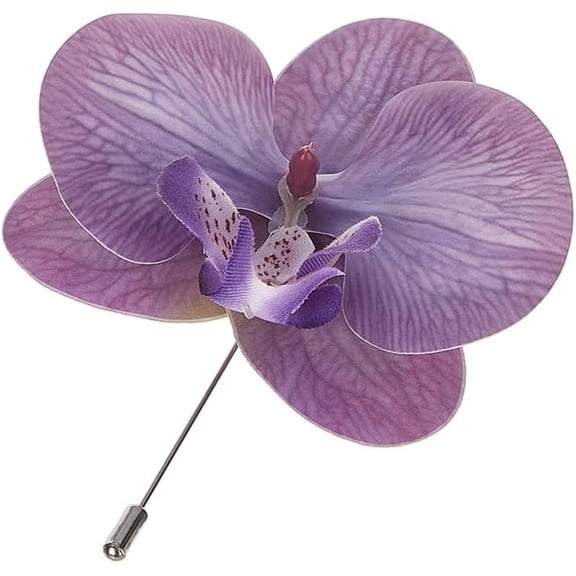 Handmade Dendrobium Orchid Brooch Pins for Women Men Silver Plated Butterfly Eternal Orchid Long Needle Brooches Lapel Pin Suit Collar Dress Accessories Fashion Thailand Floral Jewelry for Wedding