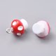 thumbnail image 1 of Autumn Theme Plastic Pendants with Platinum Plated Iron Loop Mushroom Red 17.5x11.5x12mm Hole: 1.5mm, 1 of 2