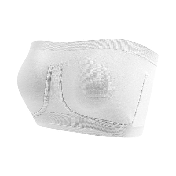 FAHXNVB Women Plus Size Strapless Bandeau Bra Wire Free Padded Tube Top Seamless Bralette