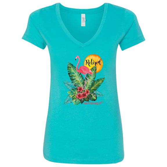 Inktastic Tropical Retirement Watercolor Women's V-Neck T-Shirt