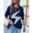 thumbnail image 4 of Mujer Suéter Agujero Elementos de Cuello Redondo Tejer Suave Transpirable Superior Femenina para Trabajar En Casa, 4 of 8