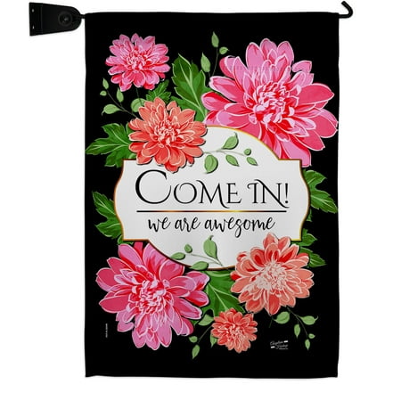 Come In Garden Flag Set Floral 13 X18.5 Double-Sided Yard Banner
