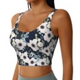 thumbnail image 2 of Sports Bras For Women Workout Tank Tops, Floral Flowers Blue Running Vest With Removable Cups, 2 of 2
