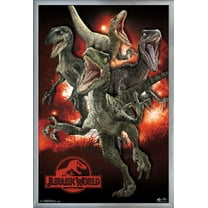Jurassic World - Raptors Wall Poster, 22.375" x 34", Framed