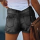 thumbnail image 3 of Pantalones cortos de mezclilla con bolsillos elásticos de cintura media de verano para mujer Fridja  fhjkhfk459380, 3 of 8