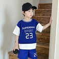 thumbnail image 2 of oqasdz Boys Summer Outfits 2 Piece Set Casual Short Sleeve Letter Print Sports Athletic T Shirts and Shorts For Toddler Kids/6-12 Months, 2 of 4