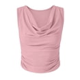 thumbnail image 5 of Womens Lace Trimmed Camisole Women’s Cowl Neck Tank Tops Sleeveless Ruched Pullover Tops Loose Casual Elegant Business Blouse Pinks XXL, 5 of 6