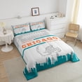 thumbnail image 4 of Sports Comforter Set,American Football Fans Bedding Sets Twin Size Rugby Player Bedding Comforter Sets Football Lovers Down Comforter Teal Gray Quilt Set (Chicago), 4 of 7
