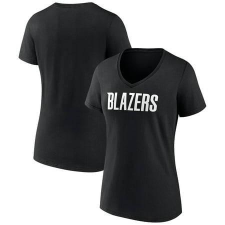 Women s Black Portland Trail Blazers Wordmark V-Neck T-Shirt