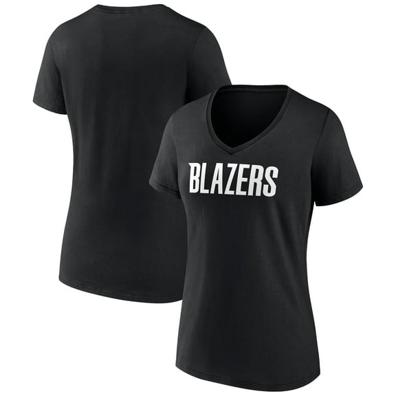 Women's Black Portland Trail Blazers Wordmark V-Neck T-Shirt