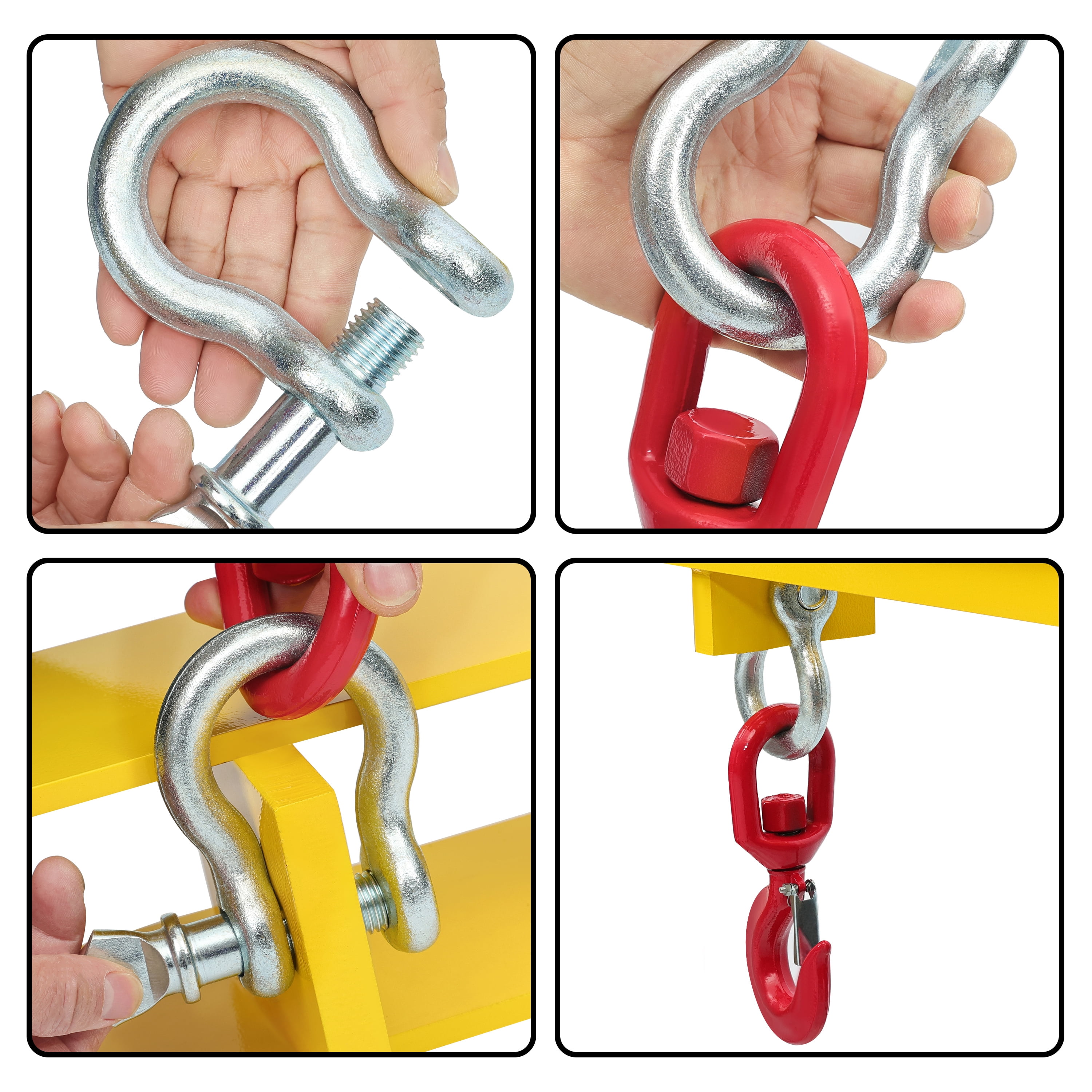 KOJEM Forklift Lifting Hook 4800lbs Forklift Mobile Crane Hook Yellow Forklift Lifting Hoist Swivel Hook Fork Lifting Attachment