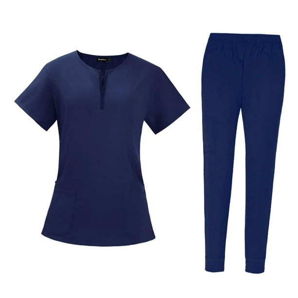 Uniforme de enfermería para mujer, conjunto de pantalones superiores elásticos, suave para SPA de cosmetología Zulema Pantalones superiores