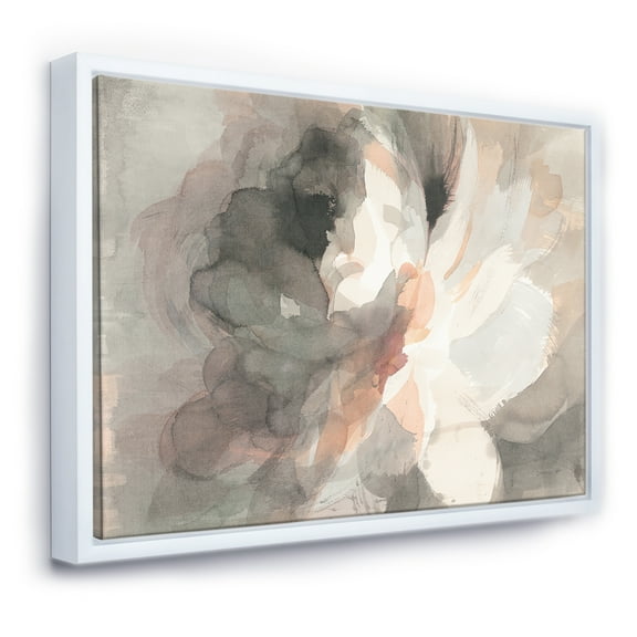 Designart ' Abstract Peony Grey ' Pink Modern Framed Canvas