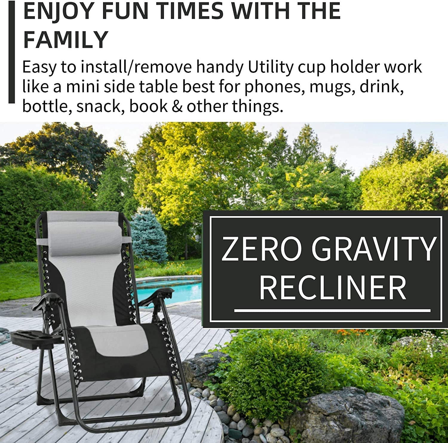 NiamVelo Oversized Zero Gravity Chair Folding Lounge Chair Outdoor
