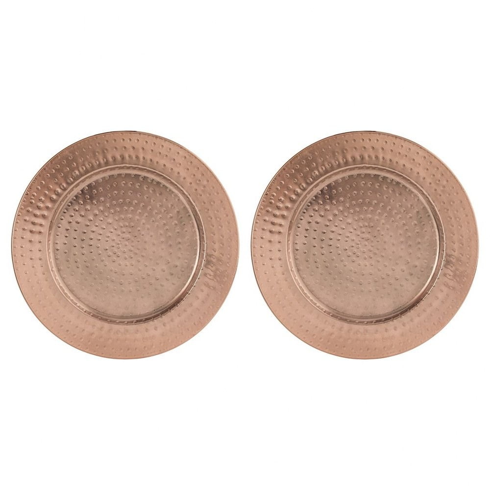 14 Inch Copper Hammered Charger Plates Set Of 2 Made Of Iron In A