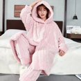 thumbnail image 5 of Conjuntos de pijama de lana de Coral para mujer, camisón largo, trajes de invierno, ropa de casa cálida, ropa de dormir con capucha, 5 of 5