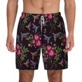 thumbnail image 2 of Picia Flowers And Humming Bird1 pattern Mens Swim Trunks with Compression Liner Stretch Beach Shorts Quick Dry with Zipper Pockets No-Chafing Board Shorts-3X-Large, 2 of 9
