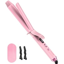FARERY Long Barrel Curling Iron 1-1/4 inch, Extra Long Ceramic Curling Iron for Thin Hair, Pink