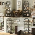 thumbnail image 6 of Arched Bookshelf 5 Tier Book Shelf, Industrial Arch Bookcase, Metal Frame, Curved Tall Bookshelf with Open Shelves for Home Office, Living Room, Bedroom, 6 of 9