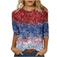 thumbnail image 2 of Xdegoge Recent Orders Usa Shirt Women Patriotic Oversized T Shirts 3/4 Sleeve Plus Size Graphic Tees Trendy American Flag Shirt Fourth of July Crewneck Tshirts Summer Tunic Tops Striped Stars Blouses, 2 of 5
